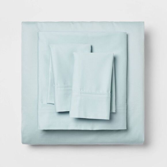 Threshold -  400 Thread Count Cotton Sateen 4-Piece S Light Blue - Picture 1 of 4